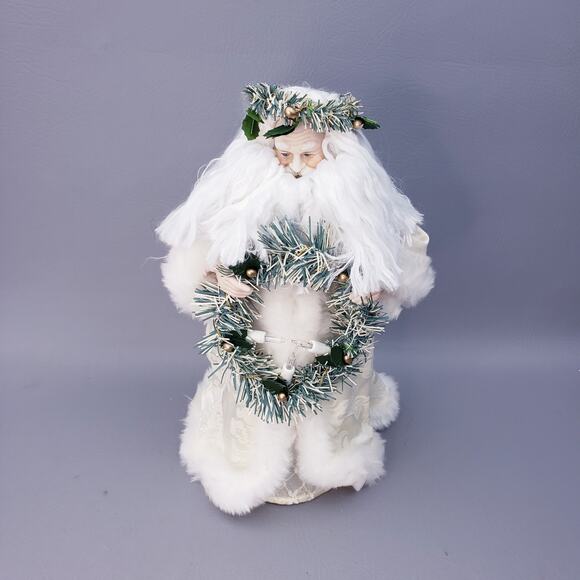 Vintage Midwest Importers Santa Tree Topper Light Up Wreath Christmas Decor 12" - Picture 1 of 15